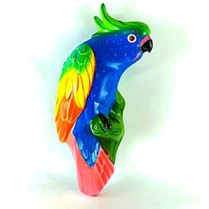 MEXICAN COCKATOO CERAMIC POTTERY WALL HANGING LARGE 3D
